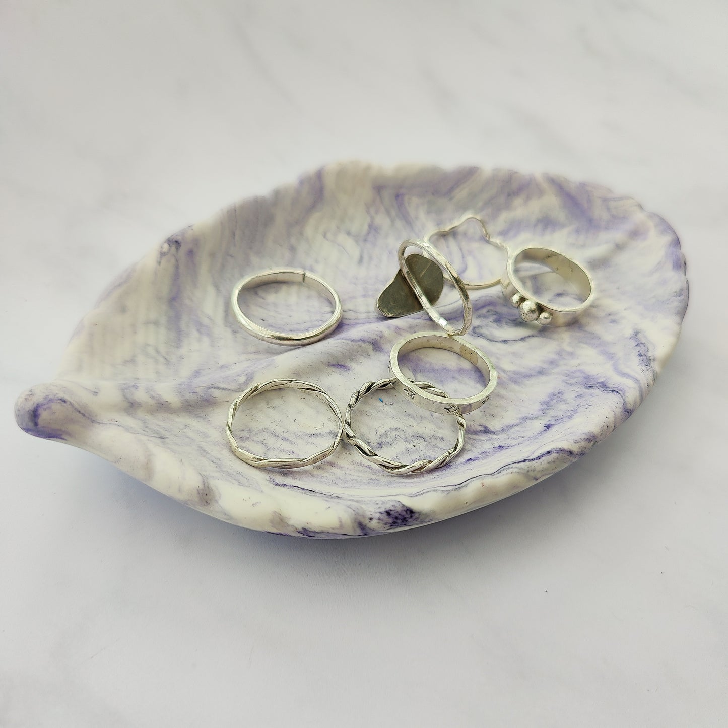Lilac Swirl Leaf Trinket Dish