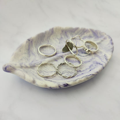 Lilac Swirl Leaf Trinket Dish