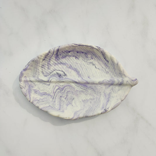 Lilac Swirl Leaf Trinket Dish