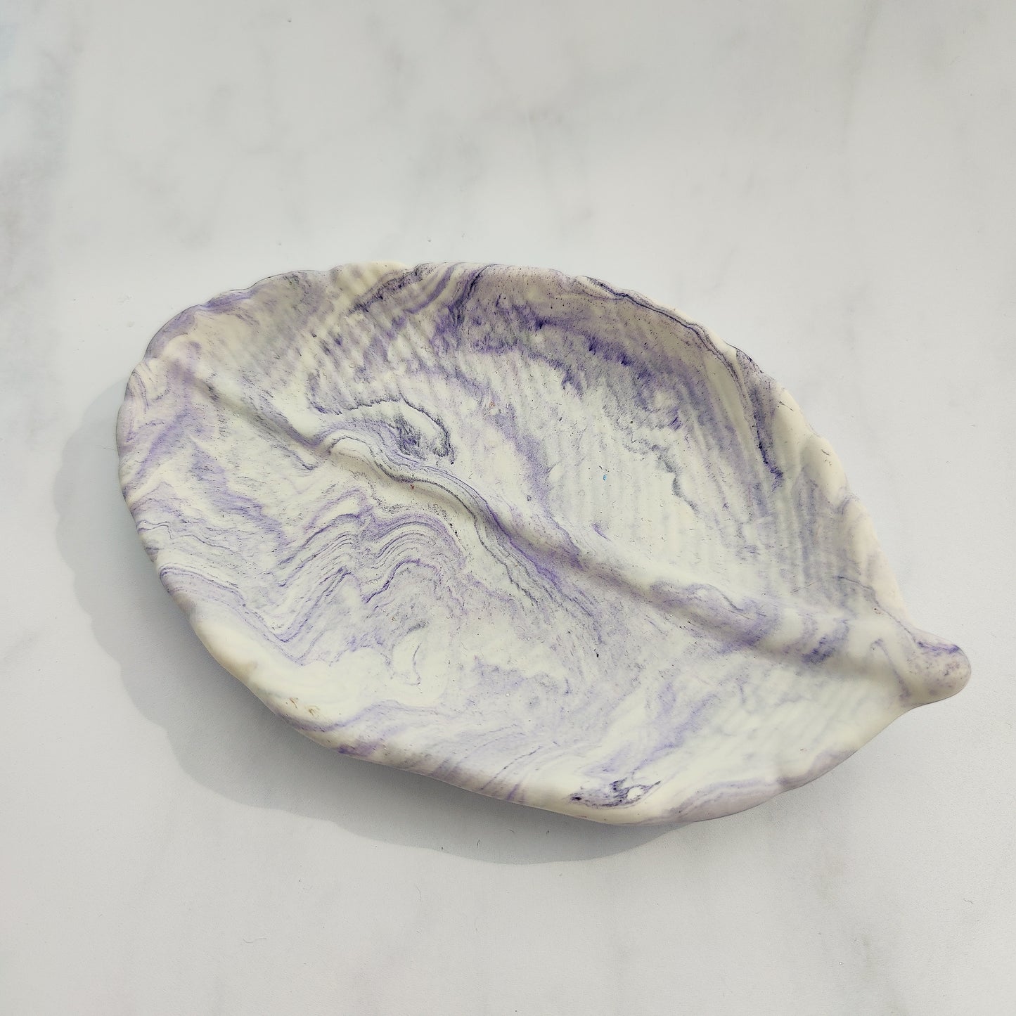 Lilac Swirl Leaf Trinket Dish
