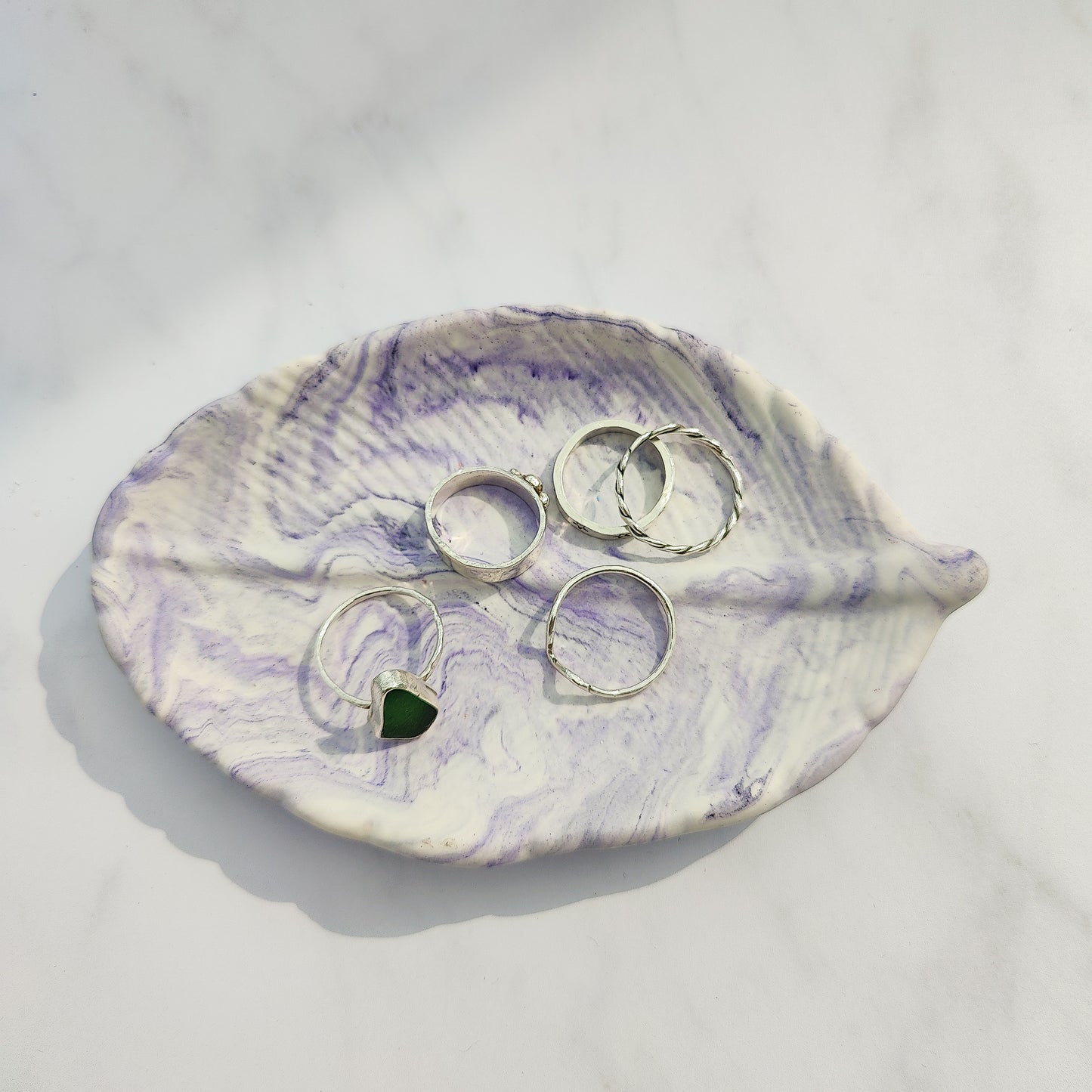 Lilac Swirl Leaf Trinket Dish