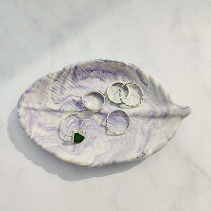 Lilac Swirl Leaf Trinket Dish