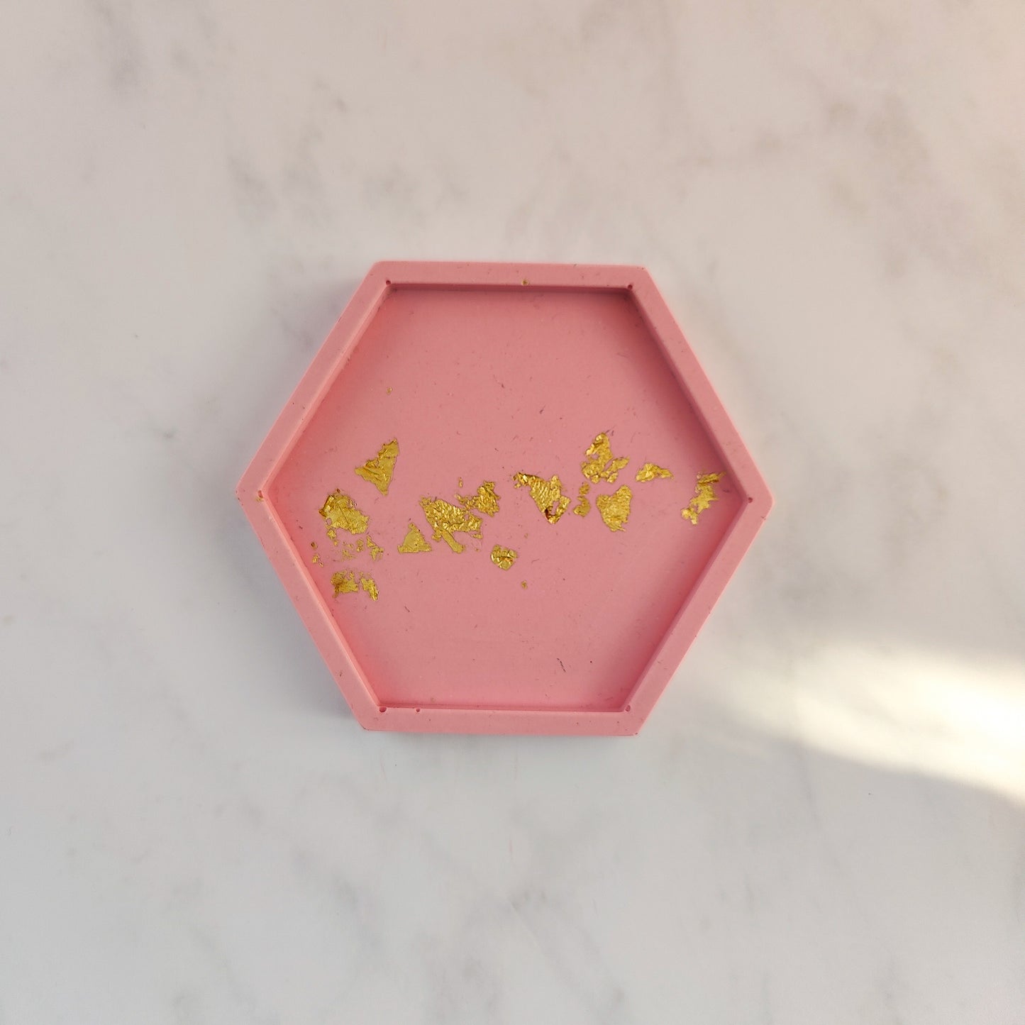 Pink Bubblegum Jesmonite Hexagon Coaster Set Of 2