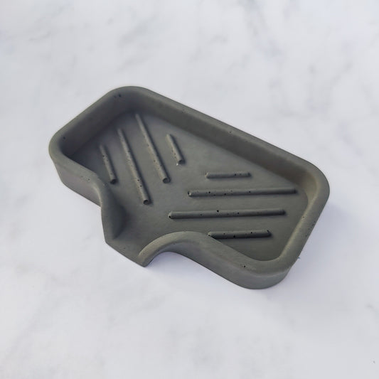 Dark Grey Jesmonite Soap Dish With Lip