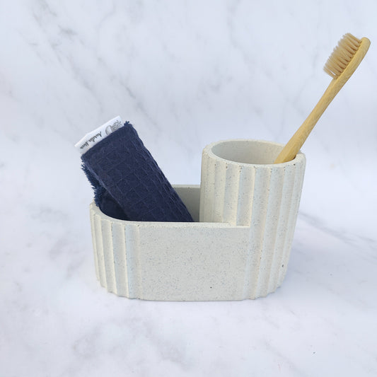 White Jesmonite Bathroom Pot