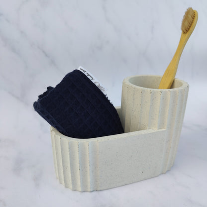 White Jesmonite Bathroom Pot
