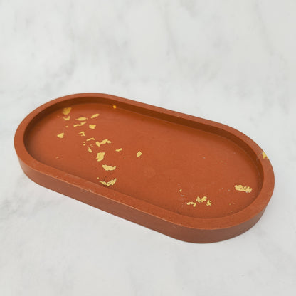Terracotta Gold Leaf Jesmonite Trinket Tray