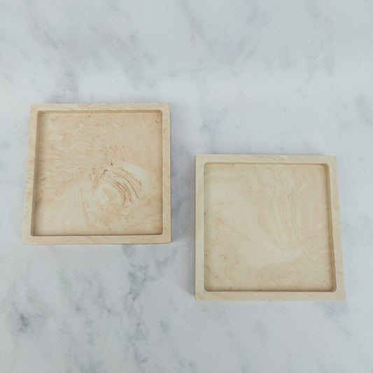 Whispering Sands Jesmonite Square Coaster Set Of 2