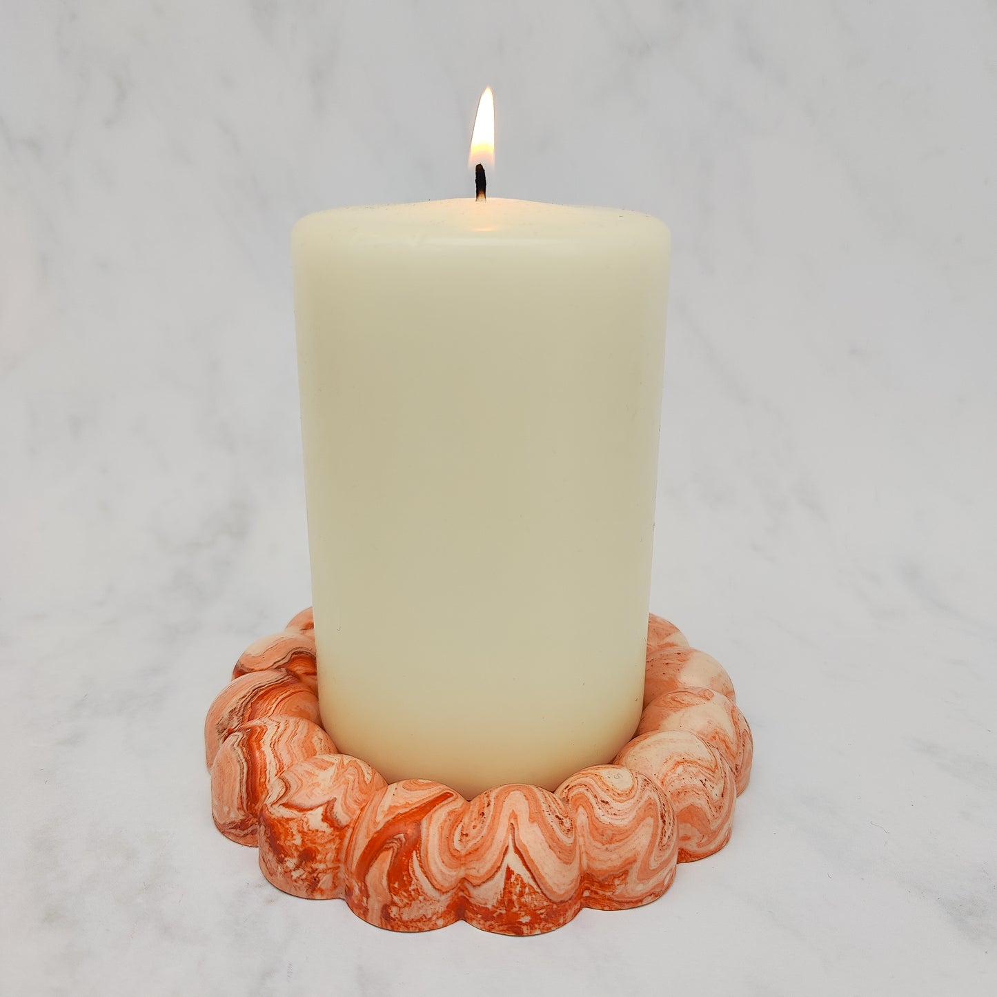 Orange Marble Jesmonite Fat Bubble Tray