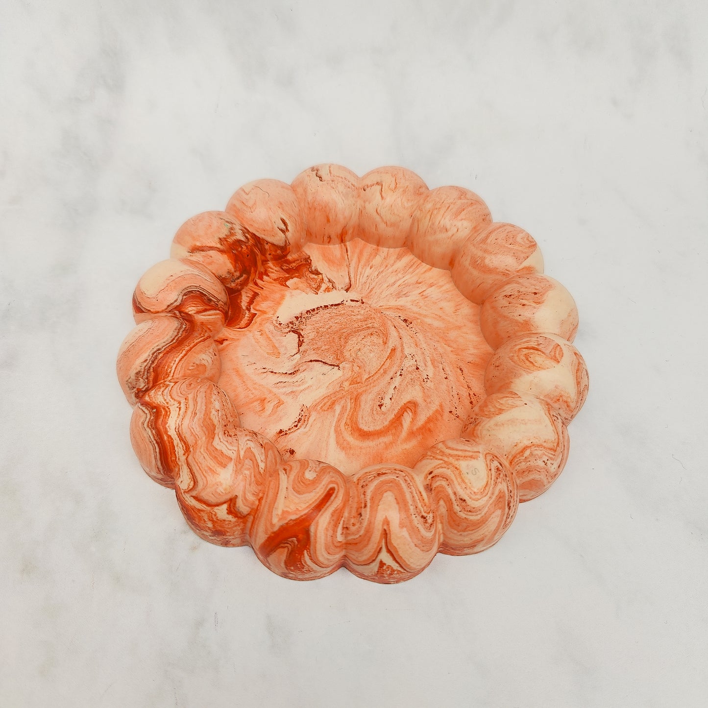 Orange Marble Jesmonite Fat Bubble Tray
