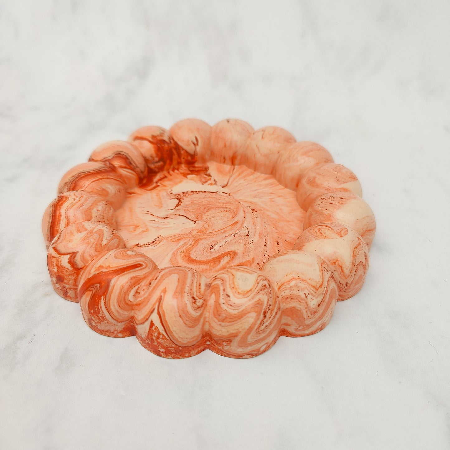 Orange Marble Jesmonite Fat Bubble Tray