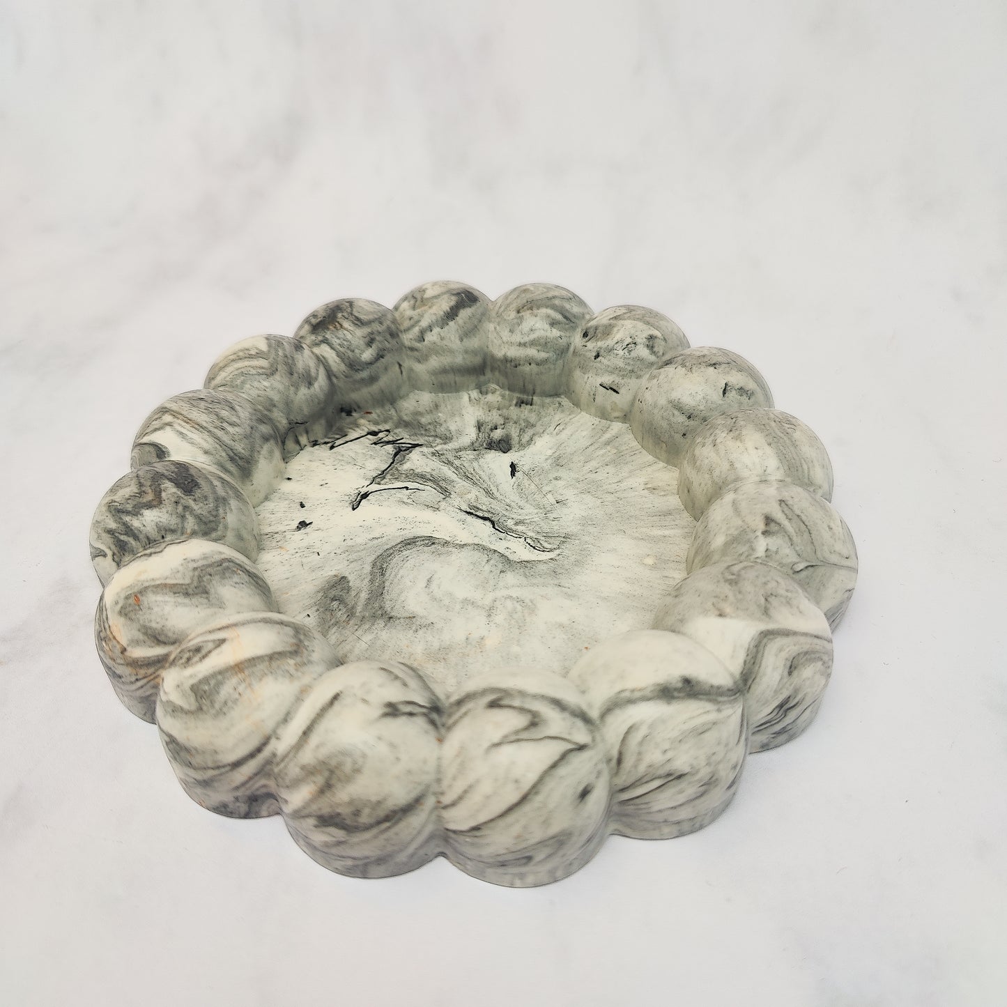 Grey Marble Jesmonite Fat Bubble Tray