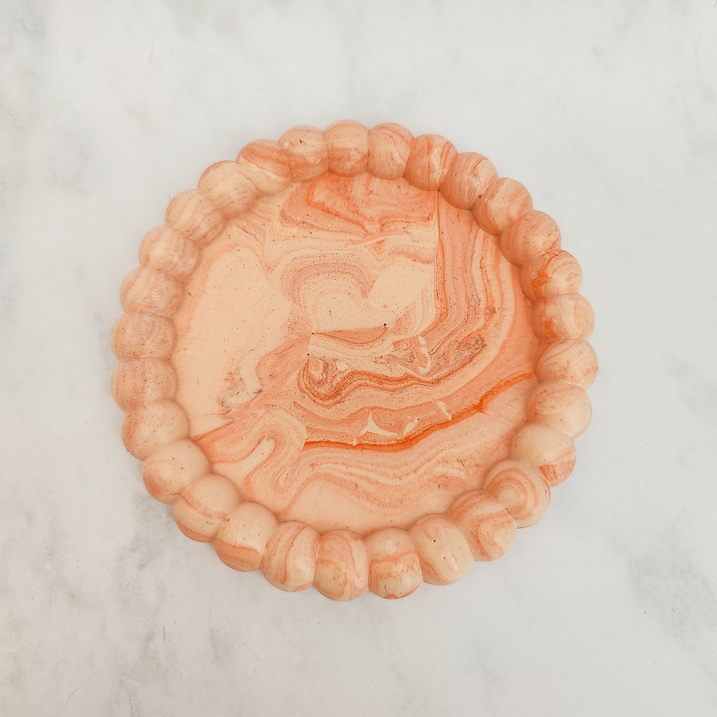Orange Marble Pebble Jesmonite Tray