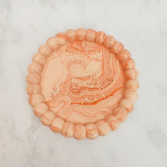 Orange Marble Pebble Jesmonite Tray