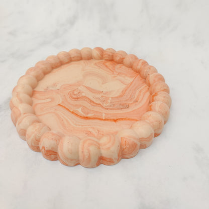 Orange Marble Pebble Jesmonite Tray