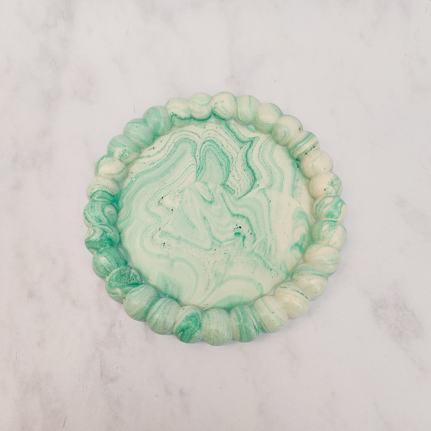 Light Green Marble Pebble Jesmonite Tray
