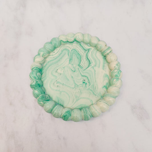 Light Green Marble Pebble Jesmonite Tray