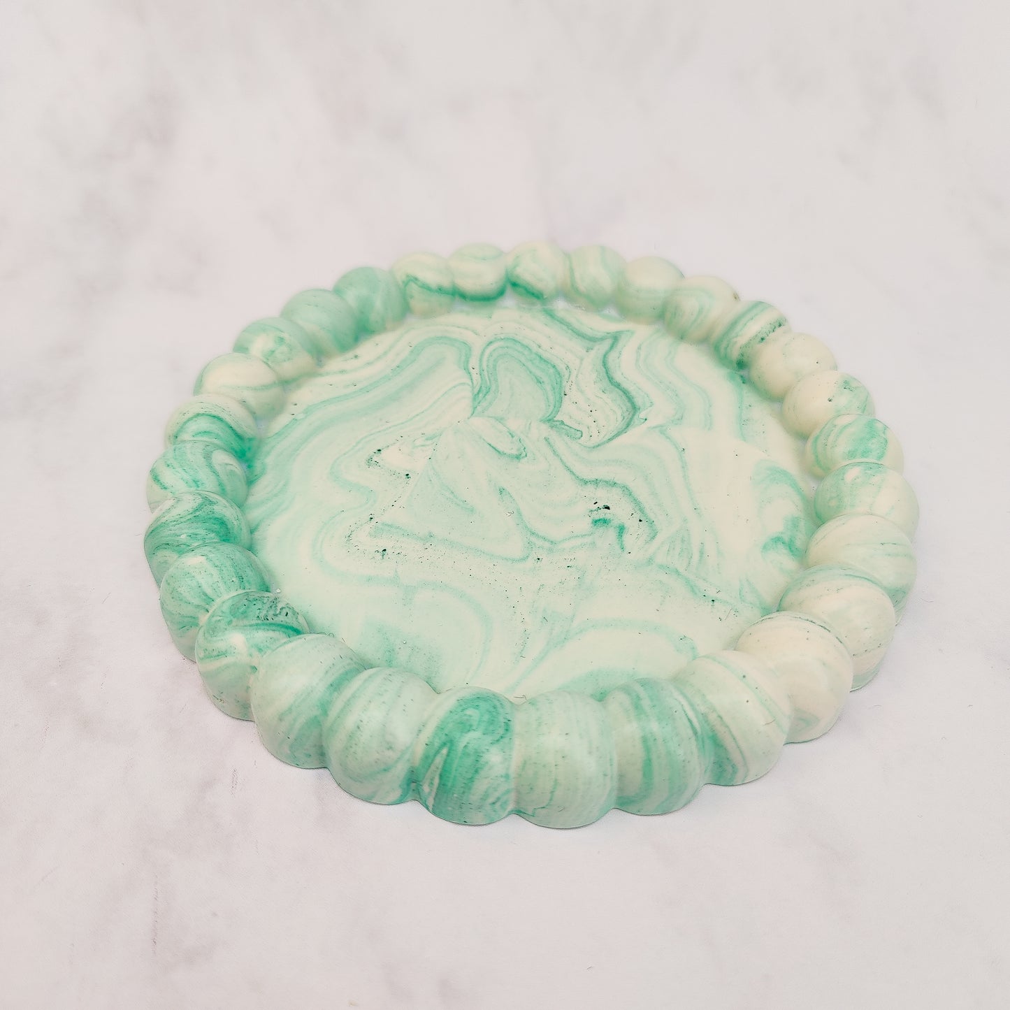 Light Green Marble Pebble Jesmonite Tray