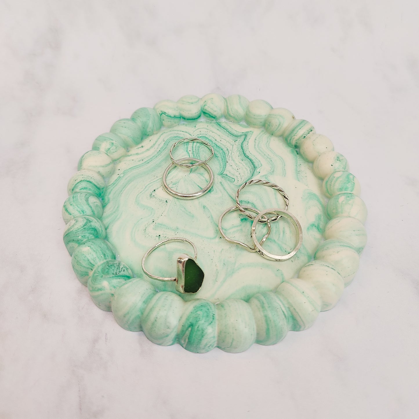 Light Green Marble Pebble Jesmonite Tray