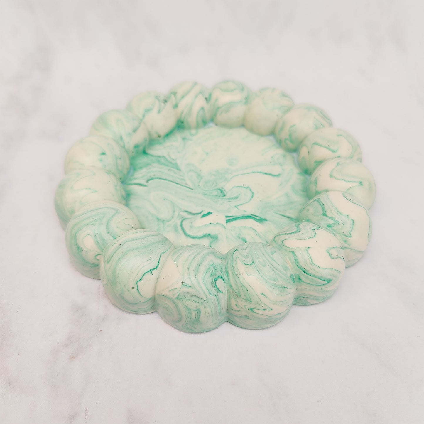 Light Green Marble Jesmonite Fat Bubble Tray