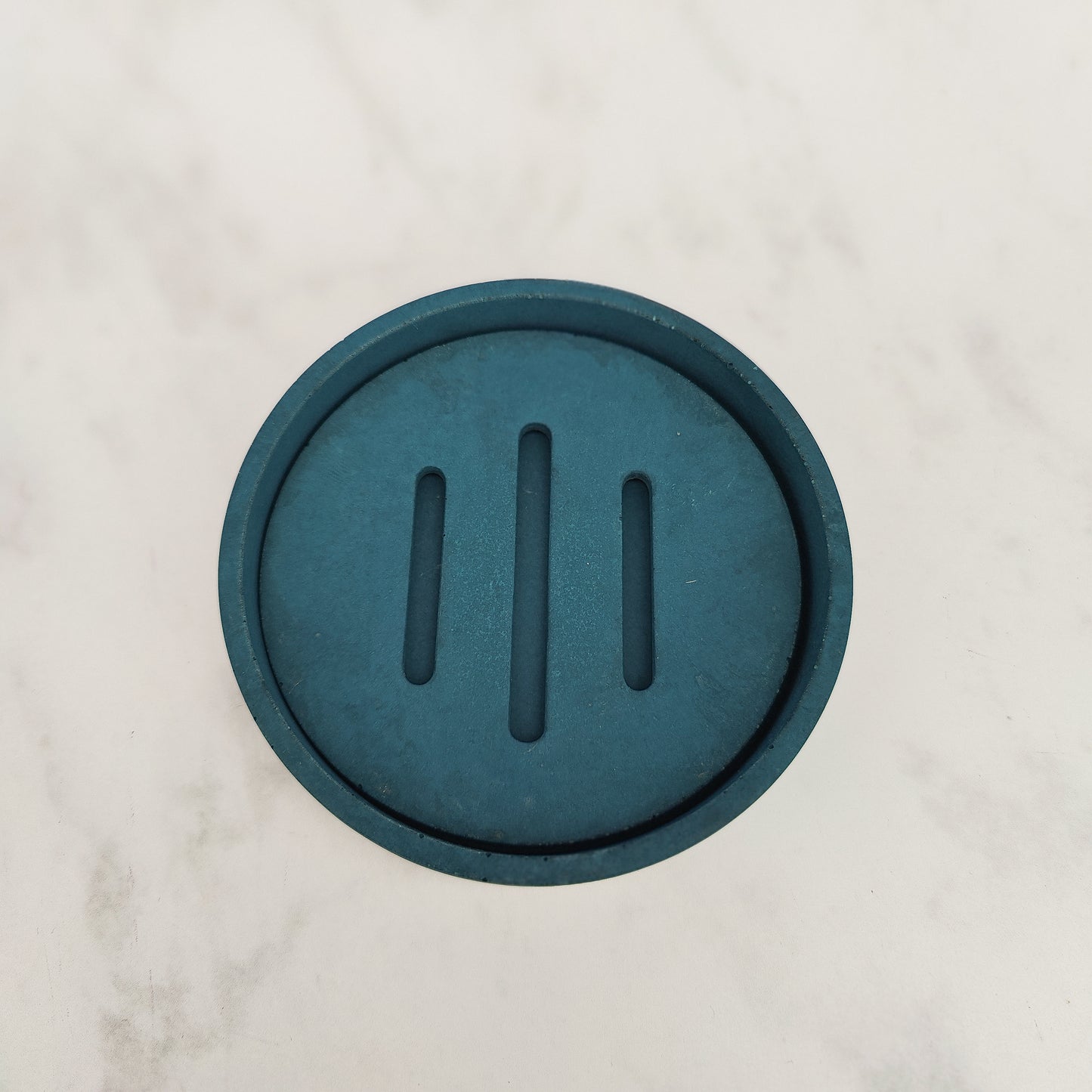 Teal Round Jesmonite Soap Dish