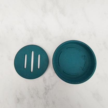 Teal Round Jesmonite Soap Dish