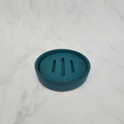 Teal Round Jesmonite Soap Dish