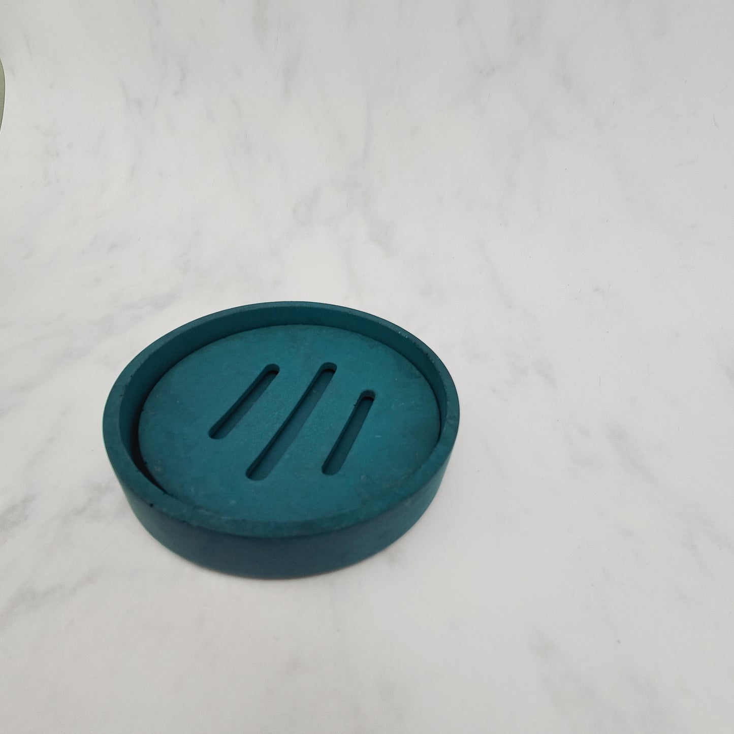 Teal Round Jesmonite Soap Dish