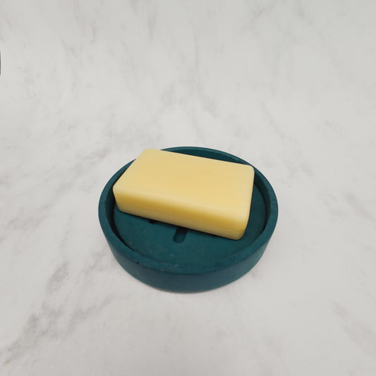 Teal Round Jesmonite Soap Dish