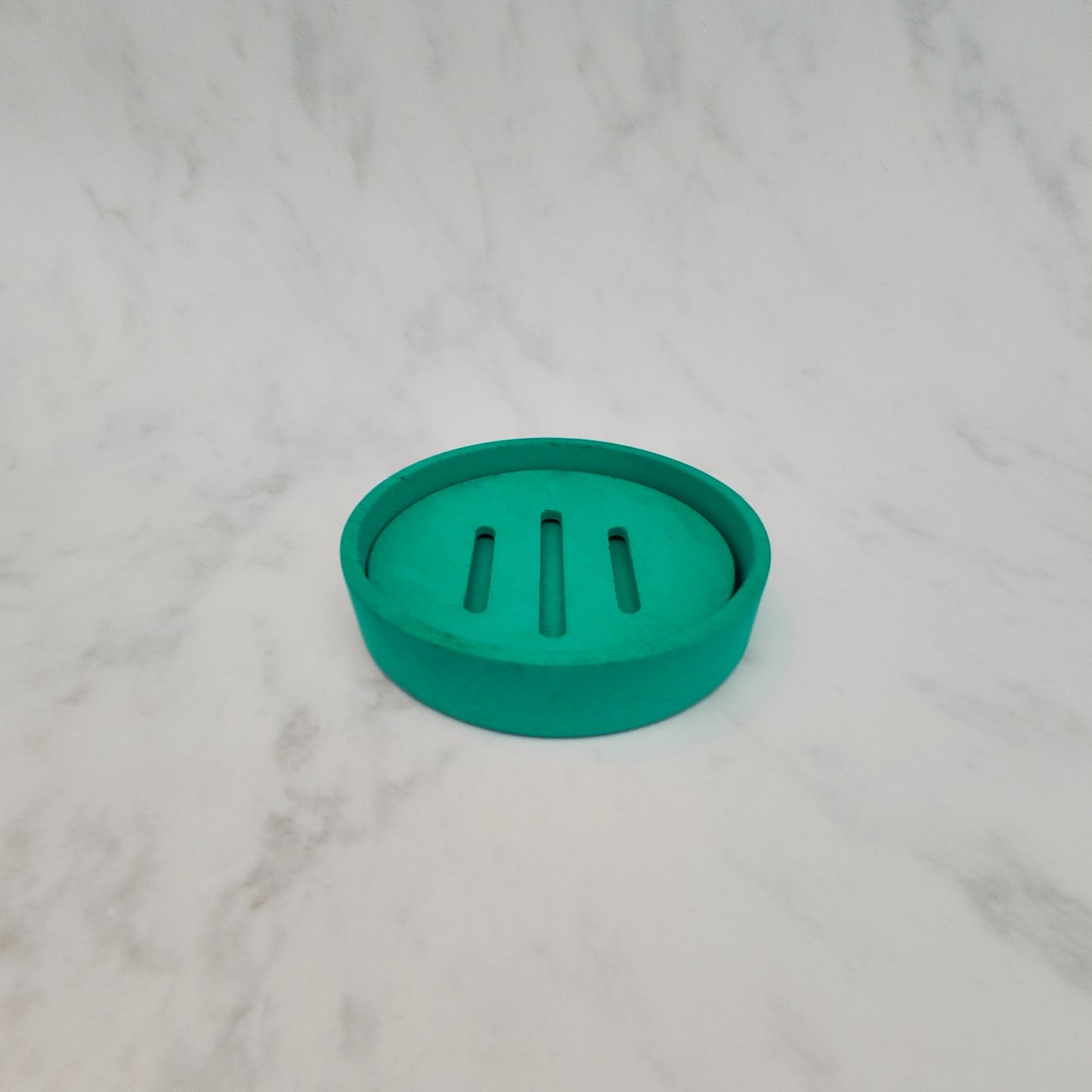 Aqua Round Jesmonite Soap Dish With Tray