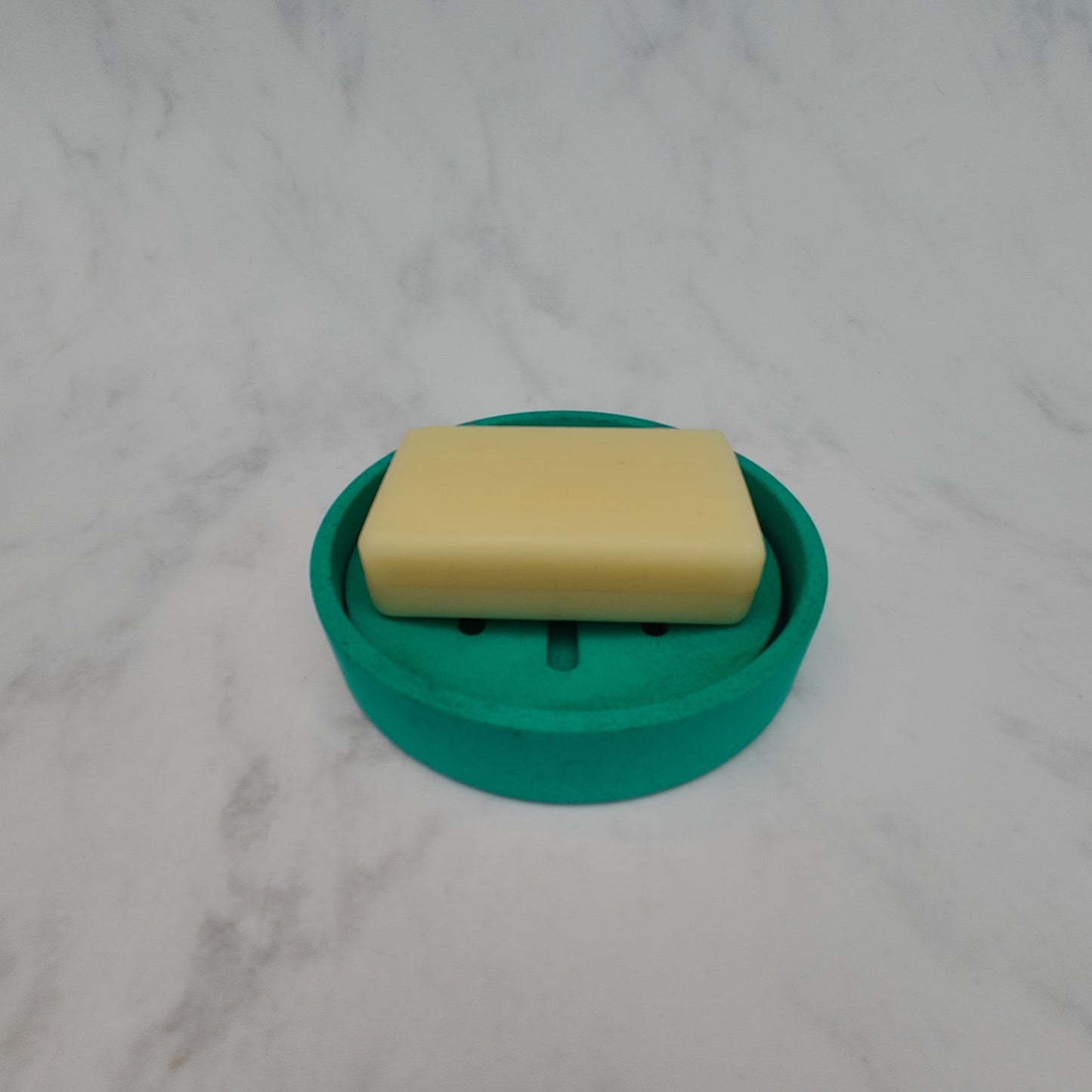 Aqua Round Jesmonite Soap Dish With Tray