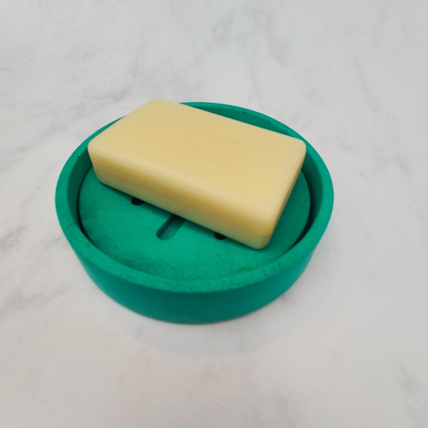 Aqua Round Jesmonite Soap Dish With Tray