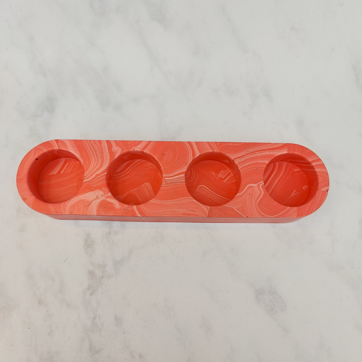 Coral Marble Jesmonite Tealight Holder