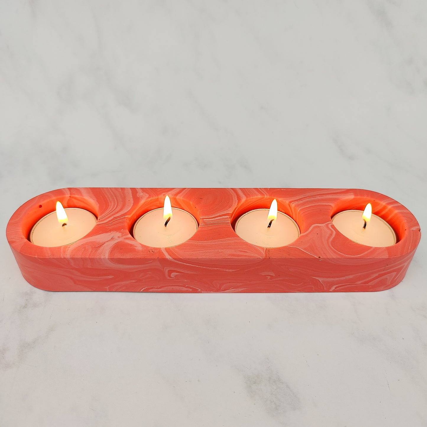 Coral Marble Jesmonite Tealight Holder