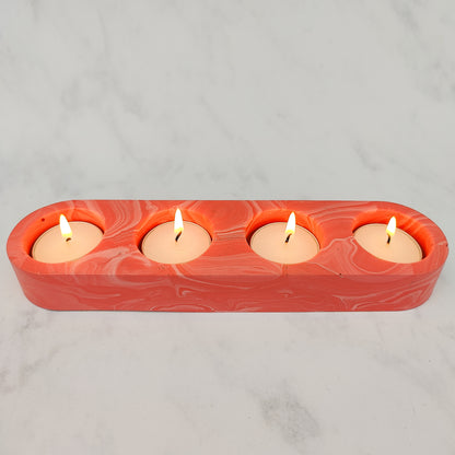 Coral Marble Jesmonite Tealight Holder