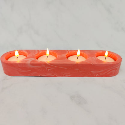 Coral Marble Jesmonite Tealight Holder
