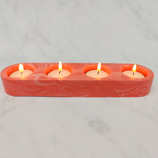 Coral Marble Jesmonite Tealight Holder