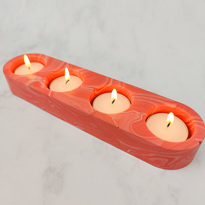 Coral Marble Jesmonite Tealight Holder
