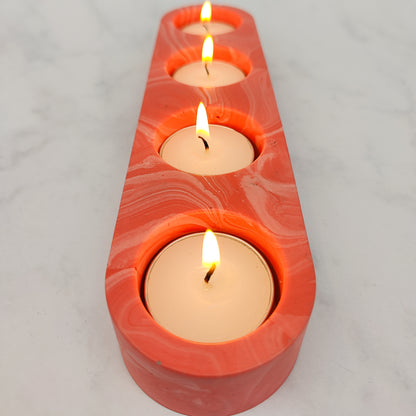 Coral Marble Jesmonite Tealight Holder