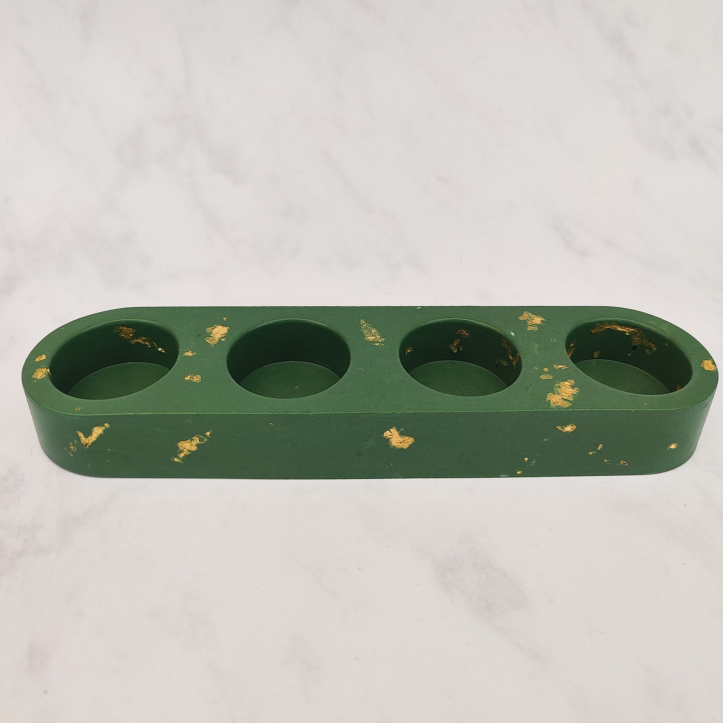 Green And Gold Leaf Jesmonite Tealight Holder