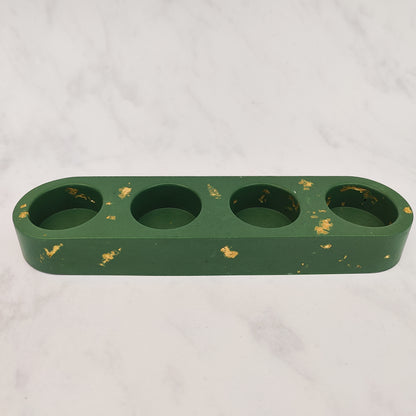 Green And Gold Leaf Jesmonite Tealight Holder
