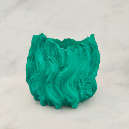 Aqua Jesmonite Lion Head Plant Pot