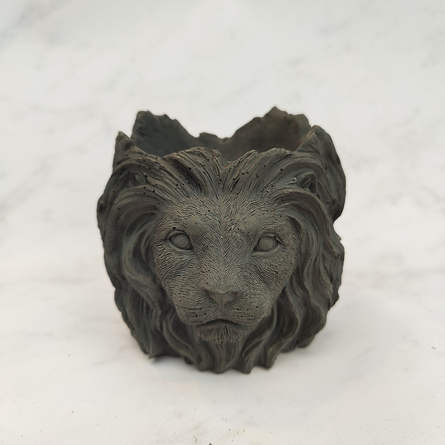 Charcoal Jesmonite Lion Head Plant Pot