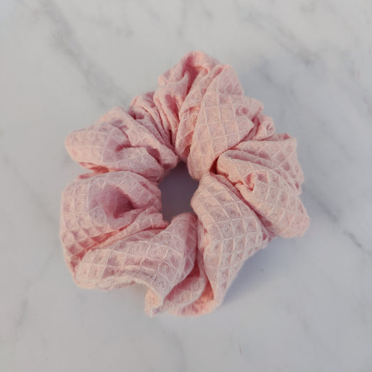 Handmade Pink Cotton Waffle Large Scrunchie Hair Tie
