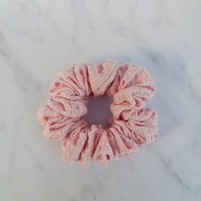 Handmade Pink Cotton Waffle Scrunchie Hair Tie Regular