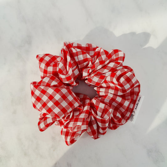 Handmade Red Gingham Hair Scrunchie Large