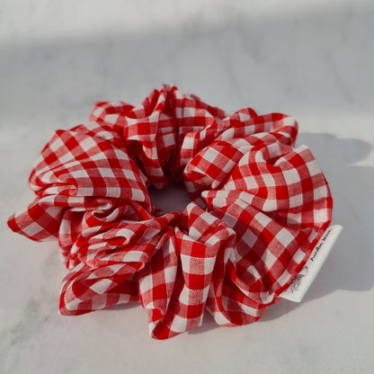 Handmade Red Gingham Hair Scrunchie Large