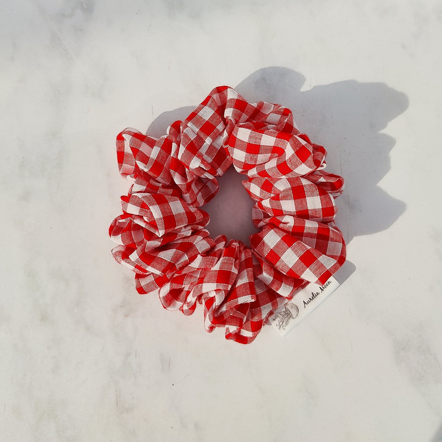 Handmade Red Gingham Hair Scrunchie Regular