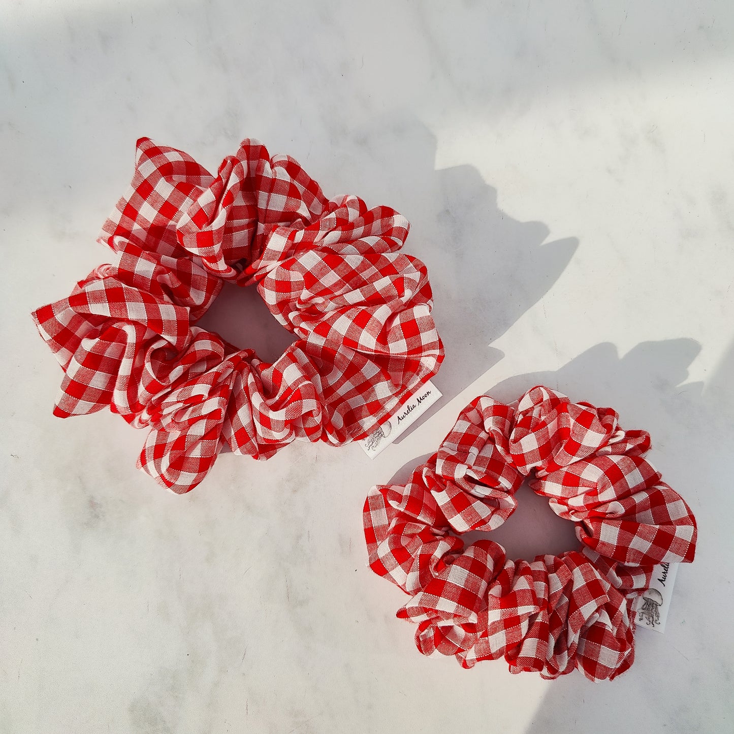 Handmade Red Gingham Hair Scrunchie Regular