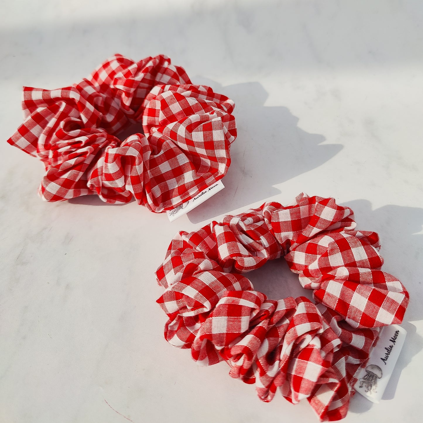 Handmade Red Gingham Hair Scrunchie Regular